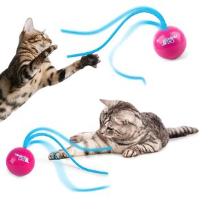 ALL FOR PAWS Interactive Cat Ball Toy, Cat Toys for Indoor Cats, Cat Mouse Toy with Tail, Automatic Kitten Mice Toy Kitty Toys Mad Mouse Dopamine Color Matching Whirling Tail