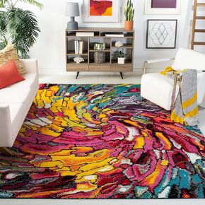 SAFAVIEH Fiesta Shag Collection 2'3" x 12' Multi FSG373M Modern Abstract Non-Shedding Living Room Bedroom Dining Room Entryway Kids Runner Rug
