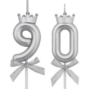 90 Birthday Candles, 90th Cake Candles, Pink Happy Birthday Number 90 Candles Cake Topper Decorations for Party Men Women