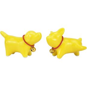 2 Pcs Mini Ceramic Dog Figurines Tiny Dog Statue Decor Cute Handmade Ceramic Dog Sculpture for Home Room Office Shelf Desk Decor Aesthetic Memorial Gifts for Dog Lovers Women (Black)