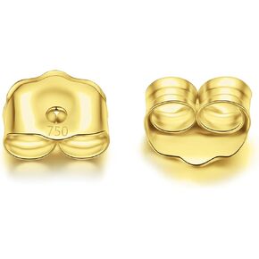 18K Yellow Gold Earring Backs 0.20 Grams Real Solid Gold AU750 Butterfly Earrings Backs Replacements for Studs 750 Hypoallergenic Pierced Secure