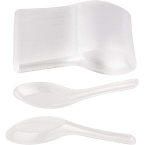 Juvale 200 Pack Disposable Chinese Soup Spoons, Clear Plastic Asian Utensils for Appetizers, Ramen, Pho (4.5 x 1.2 In)