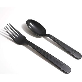 Supernal 360pcs Black Plastic Utensils Black Plastic Cutlery Plastic Forks and Spoons 120 Plastic Forks 120 Plastic Spoons 120 Plastic Knives Plastic Party Cutlery Pack Set for Party Wedding Birthday