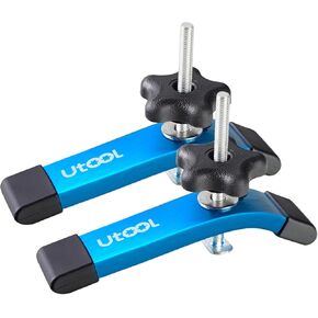 UTOOL 4 Pack T-Track Hold Down Clamps Kit, 6-1/3" L x 1-1/5" Width, Heavy Duty Anodized Clamps for Woodworking, Starlight Blue