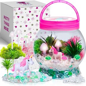 Amitié Lane Fairy Garden Kit - DIY Light Up Terrarium Kit for Kids - Fairy Gifts for Girls Ages 5, 6-8, Little Girl Toys, Crafts for Girls - Birthday Gift for Five Year Old Girl