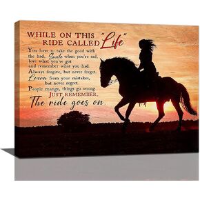 Farmhouse Western Horse Wall Art Decor Rustic Cowgirl Pictures Country Inspirational Quotes Painting Canvas Prints Modern Framed Home Artwork Decoration for Girl Bedroom Bathroom Living Room 16"x12"