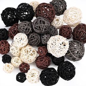 FUTUREPLUSX 42PCS Wicker Rattan Balls, Pink Decorative Balls Orbs Vase Fillers Bowl Fillers for Wedding Valentine's Day DIY Crafts