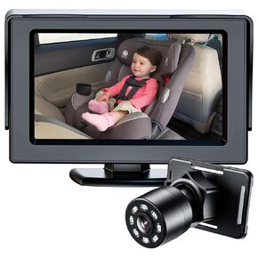 Itomoro Baby Car Camera, Dual Channel 5 inch Display with 2 IR Night Vision Camera, Easily Install Baby Car Mirror 1080P Clear Car Baby Camera for Rear Facing Seat Backseat ACZ403