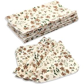 PINOWU Reusable Paper Towels Cotton Cloths (12pcs), Absorbent Kitchen Dishcloths (10x10 inch) Washable Paperless Towels Zero Waste Alternative Napkins for Kitchen Household Cleaning