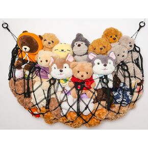 YKBU Stuffed Animal Net or Hammock Wall Hanging Net for Stuffed Animal Storage Macrame Toy Display Plush Toy Holder Soft Toy Organizer for Nursery Baby Bedroom Playroom-Cream in Kuwait