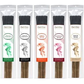 Musky Incense Sticks Variety Set 500 Pack Sampler 11" Sticks - 5 Bundles of 100 Sticks Per Bundle. Set Includes - African Musk Green, African Musk White, China Musk, Egyptian Musk, White Musk.