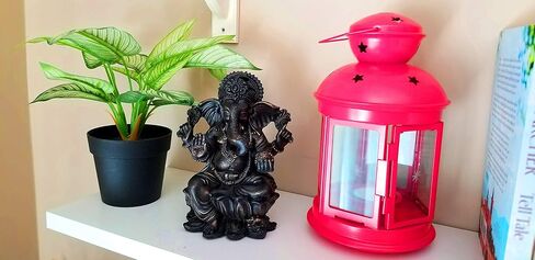 مجموعات RK تمثال لورد غانيش مقاس 15.24 سم/تمثال غانيشا باللون الأسود اللامع الأنيق ولمسة من البرونز المصقول. تمثال فاخر مصنوع من مسحوق الرخام. in Kuwait