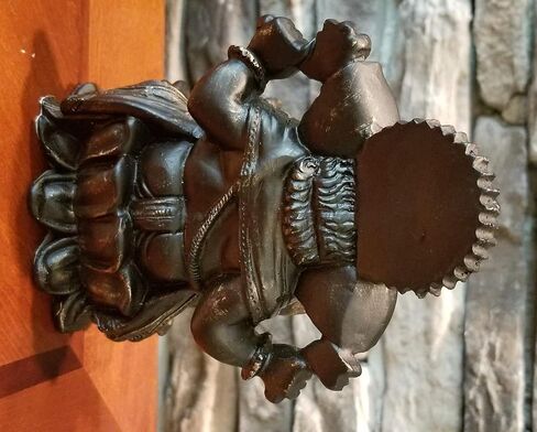 مجموعات RK تمثال لورد غانيش مقاس 15.24 سم/تمثال غانيشا باللون الأسود اللامع الأنيق ولمسة من البرونز المصقول. تمثال فاخر مصنوع من مسحوق الرخام. in Kuwait