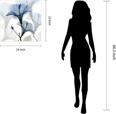 لوحة فنية جدارية من الزجاج المقوى العائمة بدون إطار من Empire Art Direct جاهزة للتعليق، 60.96 سم × 60.96 سم، زهور بالأشعة السينية الزرقاء in Kuwait