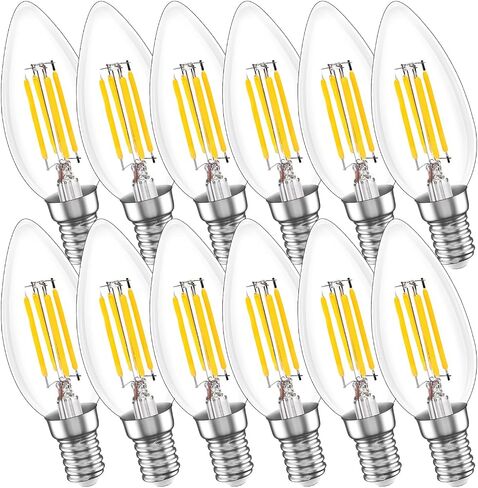 E12 LED Bulb Candelabra 40W Equivalent LED Chandelier Light Bulbs, 2700K Warm White, Non-Dimmable, 450Lumens Vintage LED Edison Bulb, CRI 80+, Clear Glass, Pack of 6 in Saudi Arabia