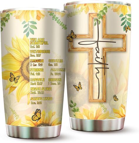 Christian Gifts for Women Faith - Christian Tumblers for Women Bible Gifts - Christian Tumbler Religious Gifts Spiritual Encouragement Inspirational Gifts for Women Stainless Steel Tumbler 20oz in Saudi Arabia