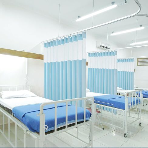 5x8ft Hospital Curtains with Grommets Medical Privacy Fire Retardant Hospital Curtains for SPA Lab Clinic Room Divider (1 Panel, Blue, 5x8ft) in Kuwait