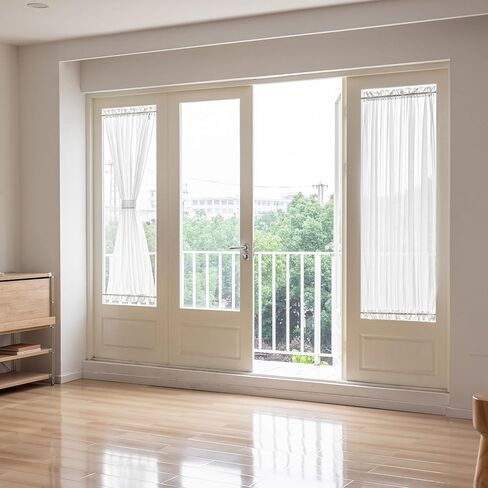 Spring Garden Home Sheer Door Window Curtains with Rod Pocket - Easy Install, Privacy, Elegant Home Decor (Natural White, 25 inches Wide x 72 inches Long, 1 Panel with Tieback) in Saudi Arabia