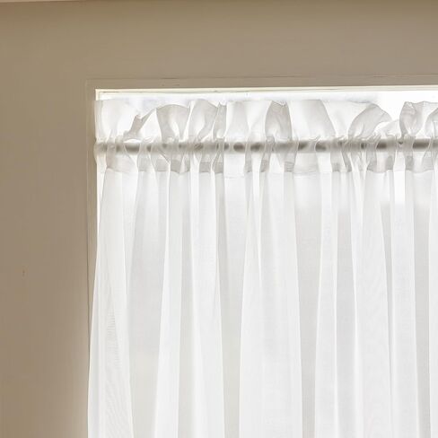 Spring Garden Home Sheer Door Window Curtains with Rod Pocket - Easy Install, Privacy, Elegant Home Decor (Natural White, 25 inches Wide x 72 inches Long, 1 Panel with Tieback) in Saudi Arabia