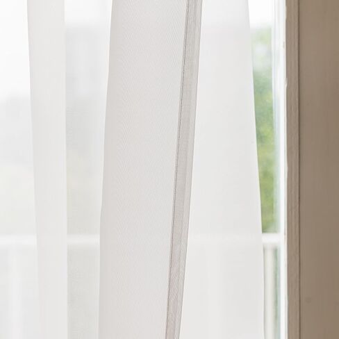 Spring Garden Home Sheer Door Window Curtains with Rod Pocket - Easy Install, Privacy, Elegant Home Decor (Natural White, 25 inches Wide x 72 inches Long, 1 Panel with Tieback) in Saudi Arabia
