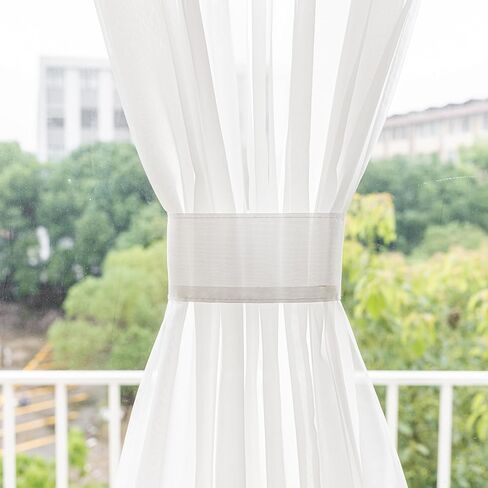 Spring Garden Home Sheer Door Window Curtains with Rod Pocket - Easy Install, Privacy, Elegant Home Decor (Natural White, 25 inches Wide x 72 inches Long, 1 Panel with Tieback) in Saudi Arabia