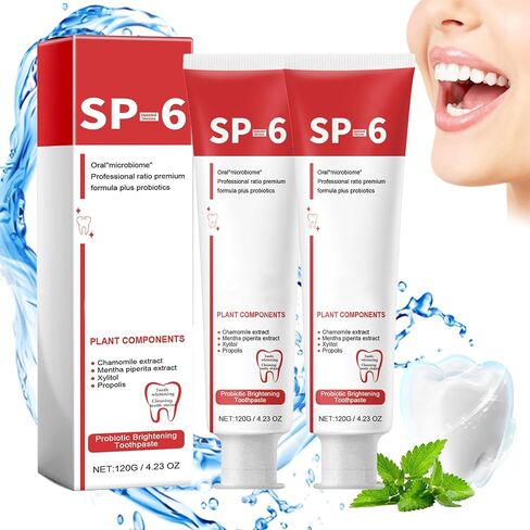 Sp-6 Ultra Whitening Toothpaste, Upgrade - 2PCS Sp6 Probiotic Brightening Toothpaste, Fresh Breath, Deep Cleaning & Care 120g in Saudi Arabia