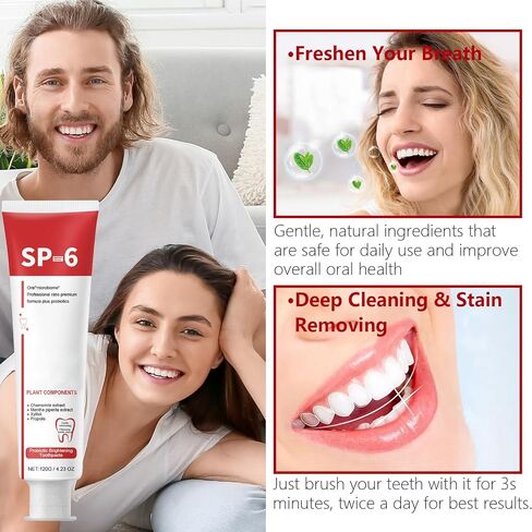 Sp-6 Ultra Whitening Toothpaste, Upgrade - 2PCS Sp6 Probiotic Brightening Toothpaste, Fresh Breath, Deep Cleaning & Care 120g in Saudi Arabia