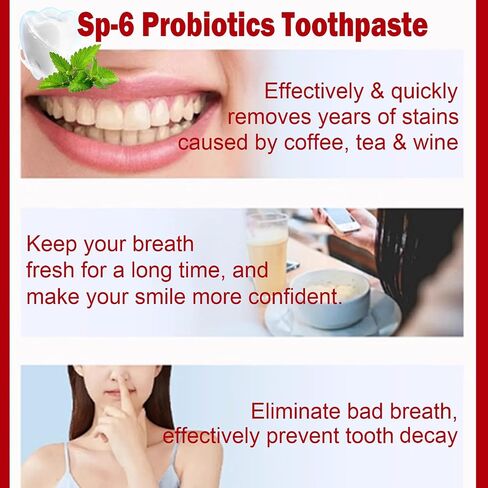 Sp-6 Ultra Whitening Toothpaste, Upgrade - 2PCS Sp6 Probiotic Brightening Toothpaste, Fresh Breath, Deep Cleaning & Care 120g in Saudi Arabia