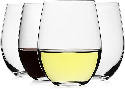 LUXU Stemless Wine Glasses(Set of 4)-20 oz,Crystal Wine Cups for Red or White Wine,Large Water Juice Glasses,No Stem Glass Beverage Cups,Clear Drinking Tumblers for Any Occasion in Saudi Arabia