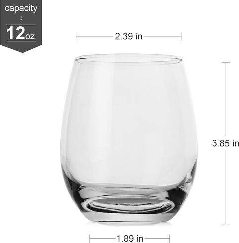 LUXU Stemless Wine Glasses(Set of 4)-20 oz,Crystal Wine Cups for Red or White Wine,Large Water Juice Glasses,No Stem Glass Beverage Cups,Clear Drinking Tumblers for Any Occasion in Saudi Arabia