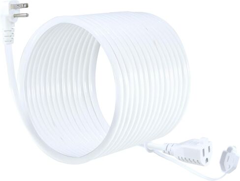 20 Feet Outdoor Extension Cord Waterproof 16AWG 90Degree Flat Plug Outdoor Extension Cord,White Garden All Weather 16AWG 13Amp 1625Watt Grounded 3Prong SJTW Extension Cord in Saudi Arabia
