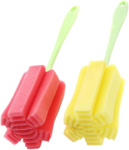 BESTOYARD 2pcs Long Handle Sponge Brush Sponge Cleaning Brush Glass Water Bottles Bottle Cleaner Brush Bottle Sponge Brush Drain Cleaner Foam Mug Brush Feeding Bottle Plastic Cup in Kuwait
