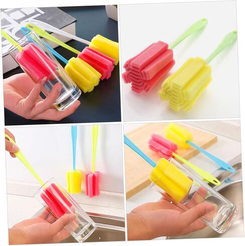 BESTOYARD 2pcs Long Handle Sponge Brush Sponge Cleaning Brush Glass Water Bottles Bottle Cleaner Brush Bottle Sponge Brush Drain Cleaner Foam Mug Brush Feeding Bottle Plastic Cup in Kuwait