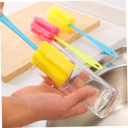 BESTOYARD 2pcs Long Handle Sponge Brush Sponge Cleaning Brush Glass Water Bottles Bottle Cleaner Brush Bottle Sponge Brush Drain Cleaner Foam Mug Brush Feeding Bottle Plastic Cup in Kuwait