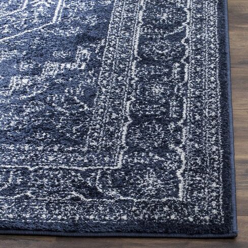SAFAVIEH Adirondack Collection Area Rug - 10' Square, Navy & Ivory, Oriental Medallion Design, Non-Shedding & Easy Care, Ideal for High Traffic Areas in Living Room, Bedroom (ADR108N) in Saudi Arabia