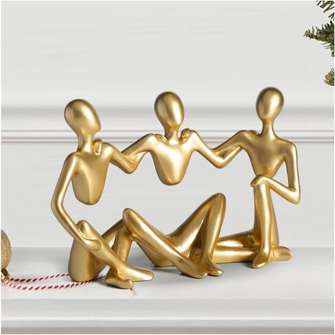 7.8" Golden Resin Shelf Decor - Collectible Figurines for Elegant Home, Living Room and Office Decor, Idea for Women in Saudi Arabia
