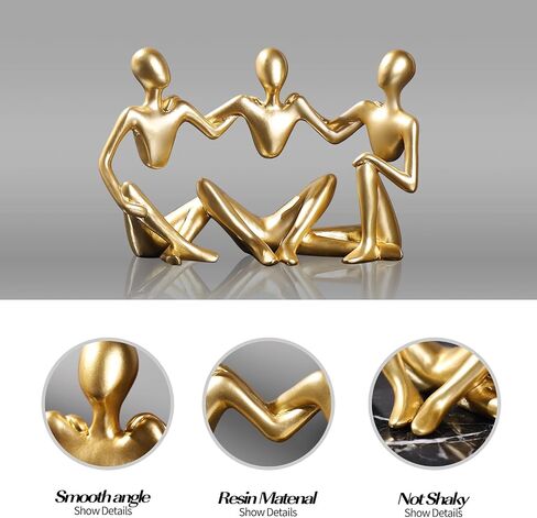7.8" Golden Resin Shelf Decor - Collectible Figurines for Elegant Home, Living Room and Office Decor, Idea for Women in Saudi Arabia