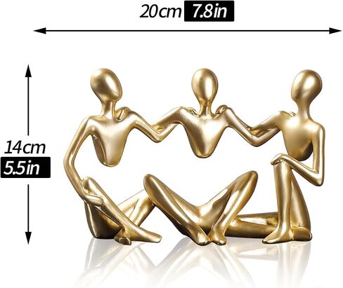 7.8" Golden Resin Shelf Decor - Collectible Figurines for Elegant Home, Living Room and Office Decor, Idea for Women in Saudi Arabia
