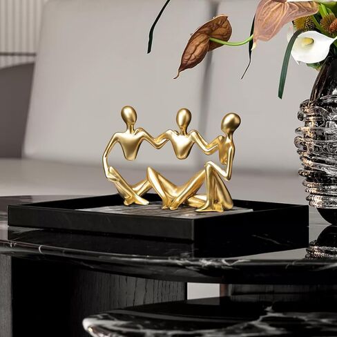 7.8" Golden Resin Shelf Decor - Collectible Figurines for Elegant Home, Living Room and Office Decor, Idea for Women in Saudi Arabia