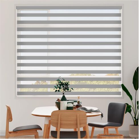 Cordless Zebra Blinds for Windows - Privacy 30" W X 72" H (White) 100% Blackout Roller Shades, Dual Layer Roller Blinds & Shades Easy Pull Down, Day Night Blinds for Home & Office in Saudi Arabia