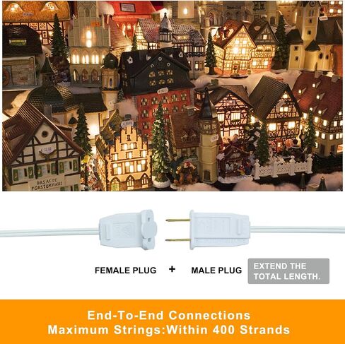 Chainable Accessory Cord with C7 LED Light Bulbs, 6Ft Indoor Blow Mold Light Cord with Male and female plugs for Halloween Pumpkins Christmas Village Houses and Craft Projects Decoration 4Pack in Saudi Arabia