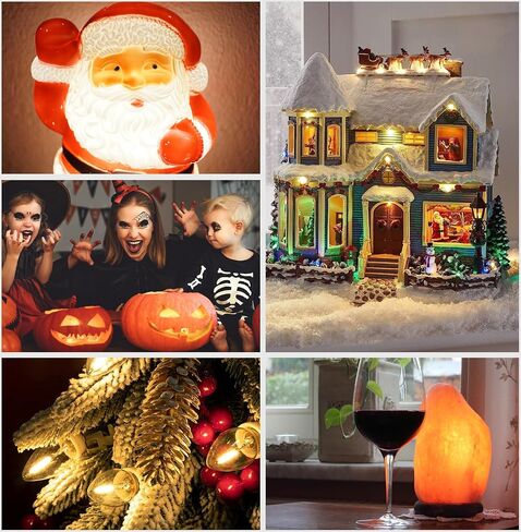 Chainable Accessory Cord with C7 LED Light Bulbs, 6Ft Indoor Blow Mold Light Cord with Male and female plugs for Halloween Pumpkins Christmas Village Houses and Craft Projects Decoration 4Pack in Saudi Arabia