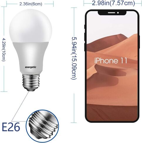إضاءة حيوية 24 حزمة مصابيح LED 60 وات A19، أبيض دافئ 3000K، E26 مصابيح إضاءة LED ذات قاعدة متوسطة، 750 لومن، غير قابلة للتعتيم، مدرجة في قائمة UL in Kuwait