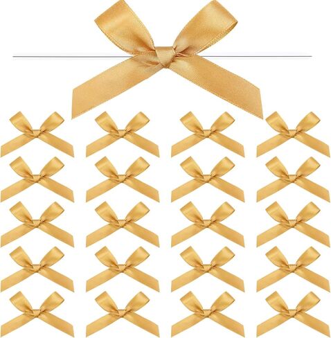 Gejoy 100 Pcs 2.6" Solid White Mini Twist Tie Bows Pretied Satin Bows in Kuwait