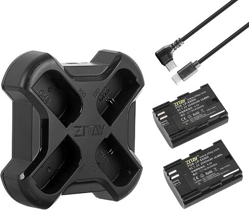 ZITAY Fast 4-Channel Compact Charger Compatible with Canon LP-E6, LP-E6N, and LP-E6NH Type Batteries in Kuwait