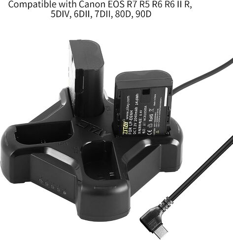 ZITAY Fast 4-Channel Compact Charger Compatible with Canon LP-E6, LP-E6N, and LP-E6NH Type Batteries in Kuwait