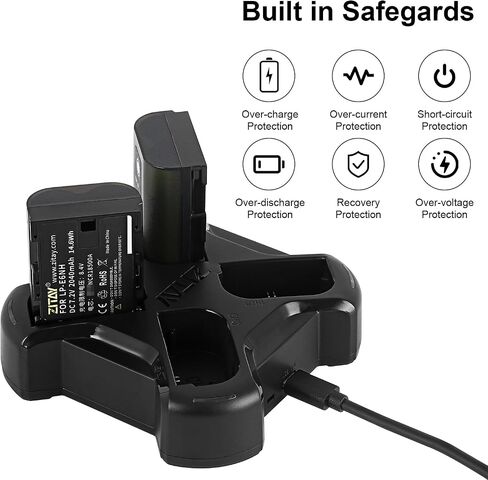 ZITAY Fast 4-Channel Compact Charger Compatible with Canon LP-E6, LP-E6N, and LP-E6NH Type Batteries in Kuwait