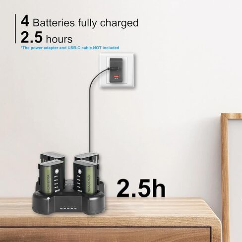 ZITAY Fast 4-Channel Compact Charger Compatible with Canon LP-E6, LP-E6N, and LP-E6NH Type Batteries in Kuwait
