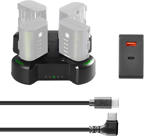 ZITAY Fast 4-Channel Compact Charger Compatible with Canon LP-E6, LP-E6N, and LP-E6NH Type Batteries in Kuwait