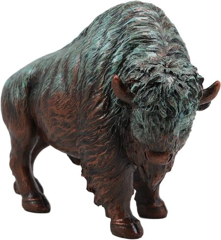 Ebros Gift Native American Bison Buffalo Decorative Resin Figurine Finished in Green Patina Faux Bronze 8.5" Long Symbol of Abundance and Manifestation Animal Totem Spirit Home Accent Decor in Saudi Arabia
